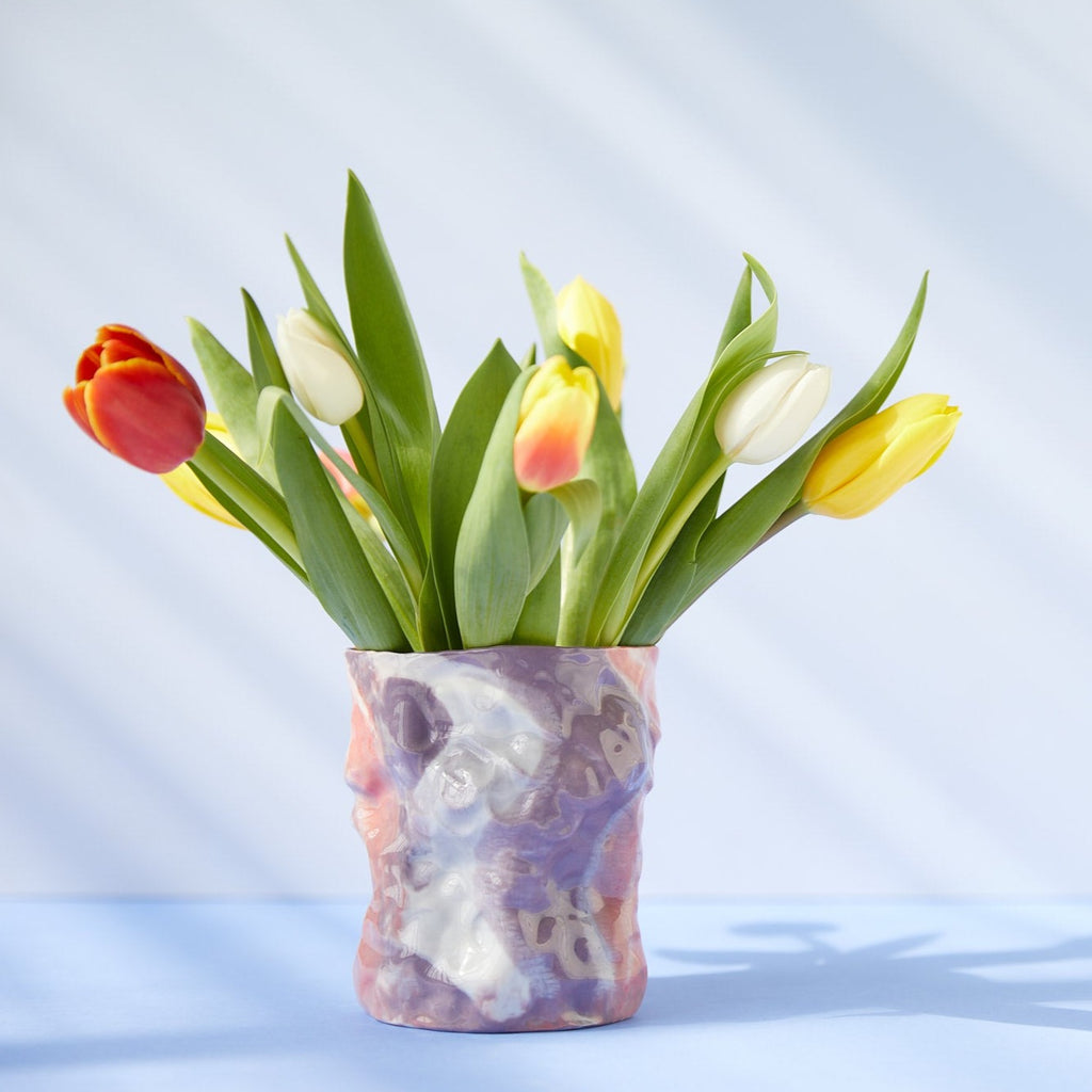 Krøllet Lilla Vase - Kroelletkeramik.dk 